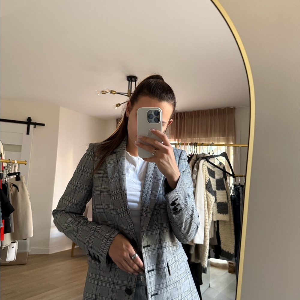 Karl Lagerfeld Gray Square Pattern Houndstooth Bl… - image 2